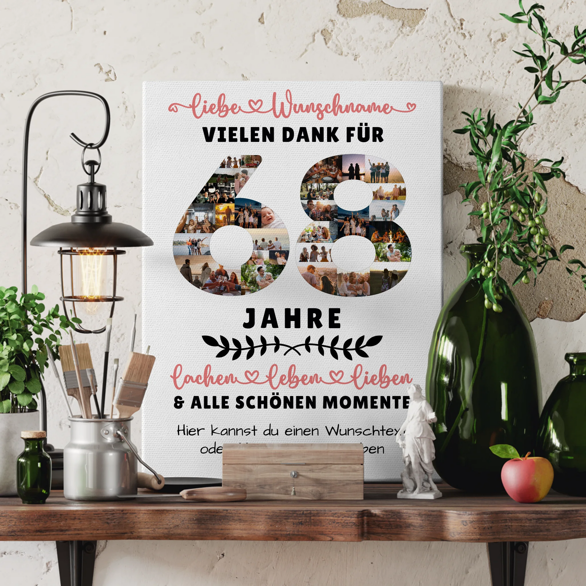 Personalisierte Leinwand 68 Geburtstag Für Papa Mama Bruder & Schwester 3