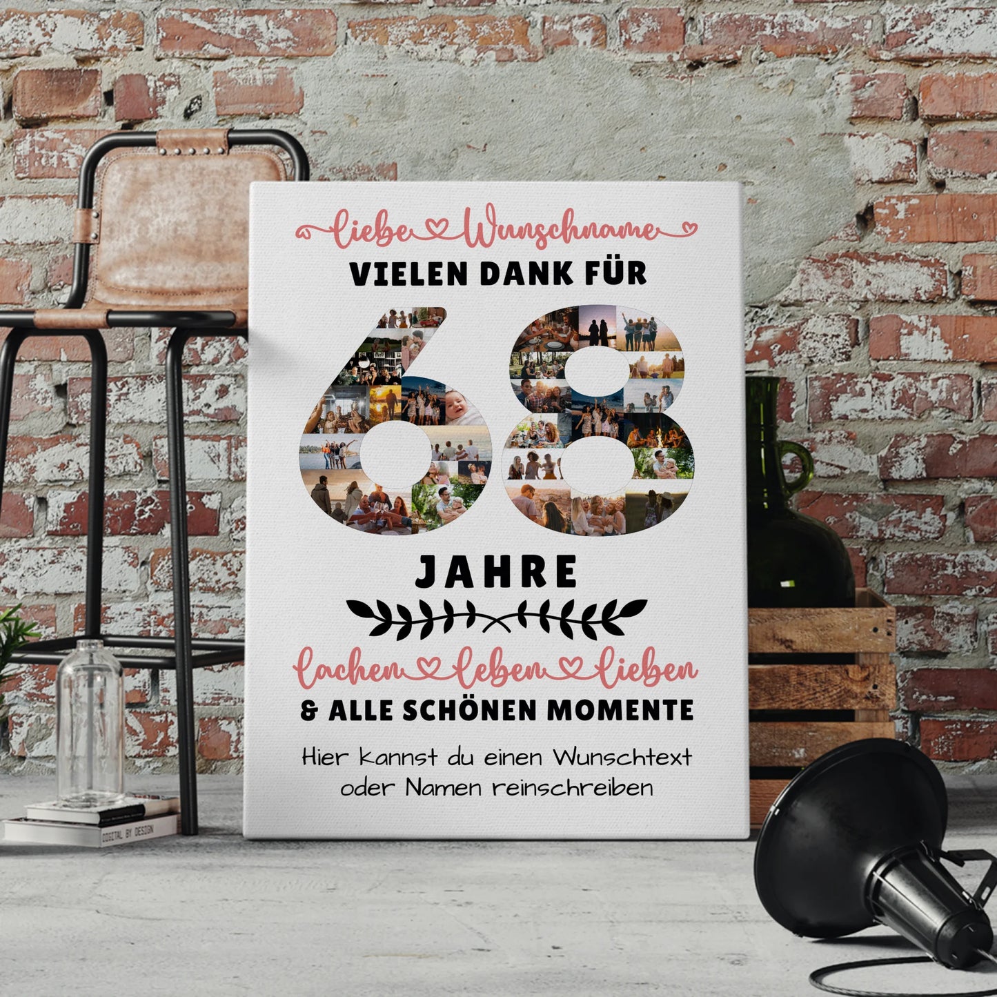 Personalisierte Leinwand 68 Geburtstag Für Papa Mama Bruder & Schwester 4