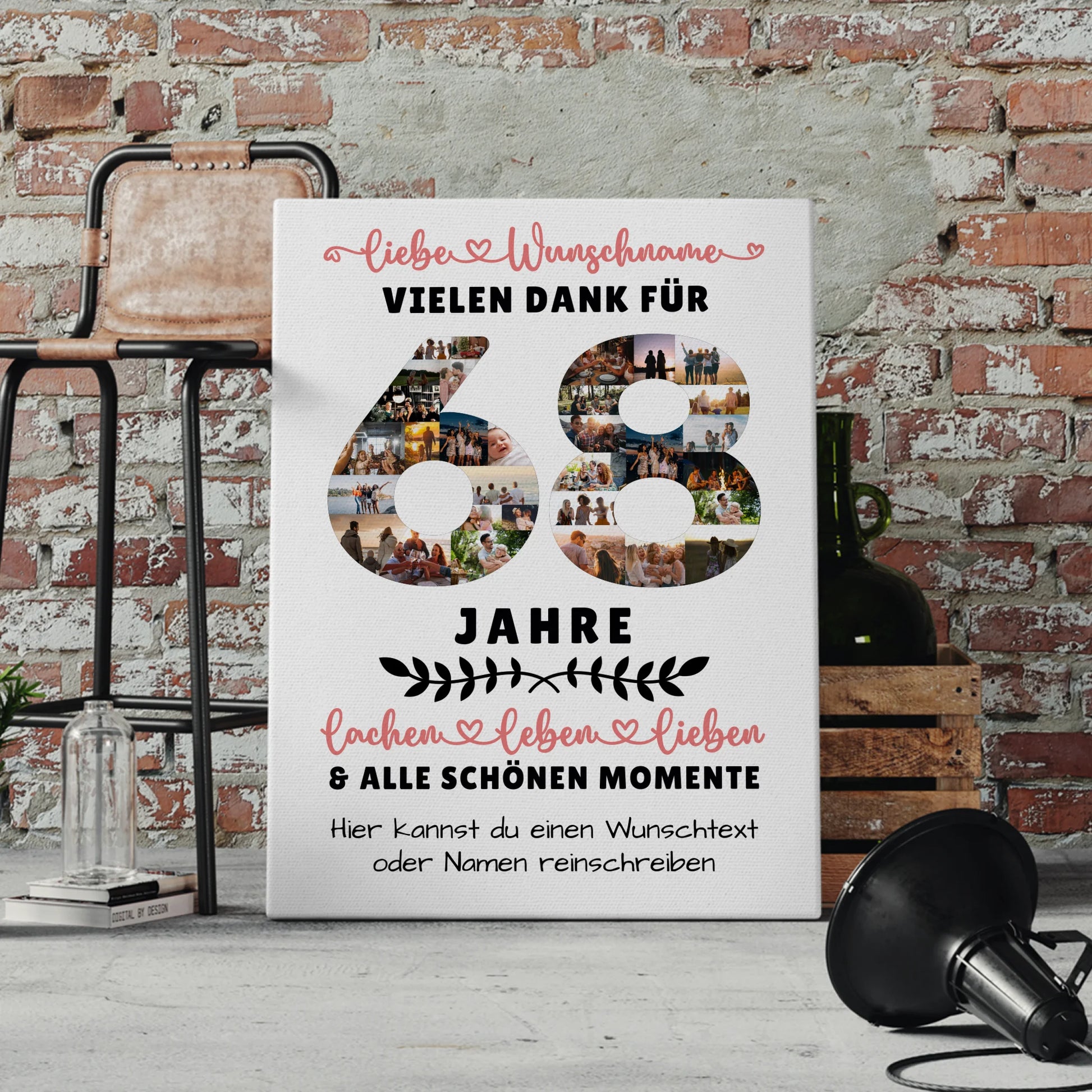 Personalisierte Leinwand 68 Geburtstag Für Papa Mama Bruder & Schwester 4