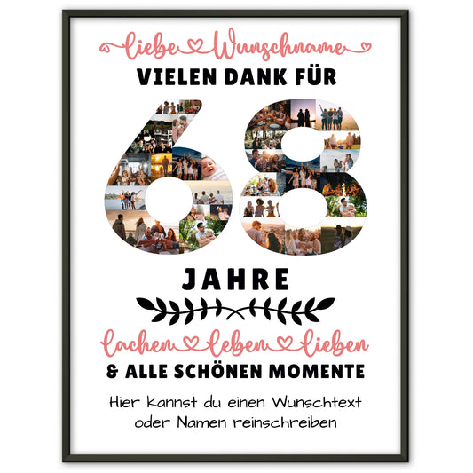 Personalisiertes Poster 68 Geburtstag Für Papa Mama Bruder & Schwester