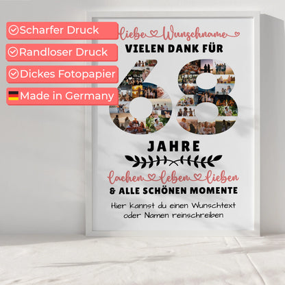 Personalisiertes Poster 68 Geburtstag Für Papa Mama Bruder & Schwester