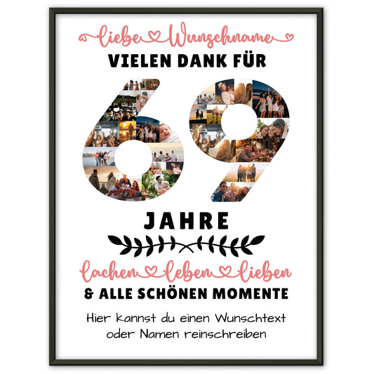 Personalisiertes Poster 69 Geburtstag Für Mama Papa Oma & Opa