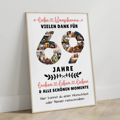Personalisiertes Poster 69 Geburtstag Für Mama Papa Oma & Opa