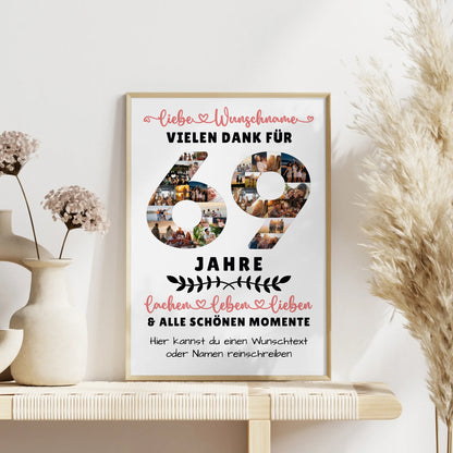 Personalisiertes Poster 69 Geburtstag Für Mama Papa Oma & Opa