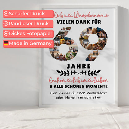 Personalisiertes Poster 69 Geburtstag Für Mama Papa Oma & Opa