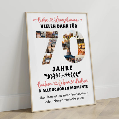 Personalisiertes Poster 70 Geburtstag Für Papa Mama Oma & Opa