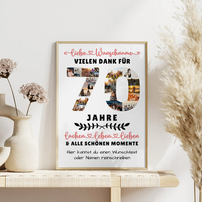 Personalisiertes Poster 70 Geburtstag Für Papa Mama Oma & Opa