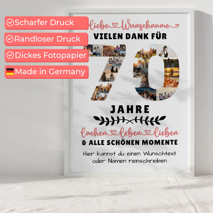 Personalisiertes Poster 70 Geburtstag Für Papa Mama Oma & Opa