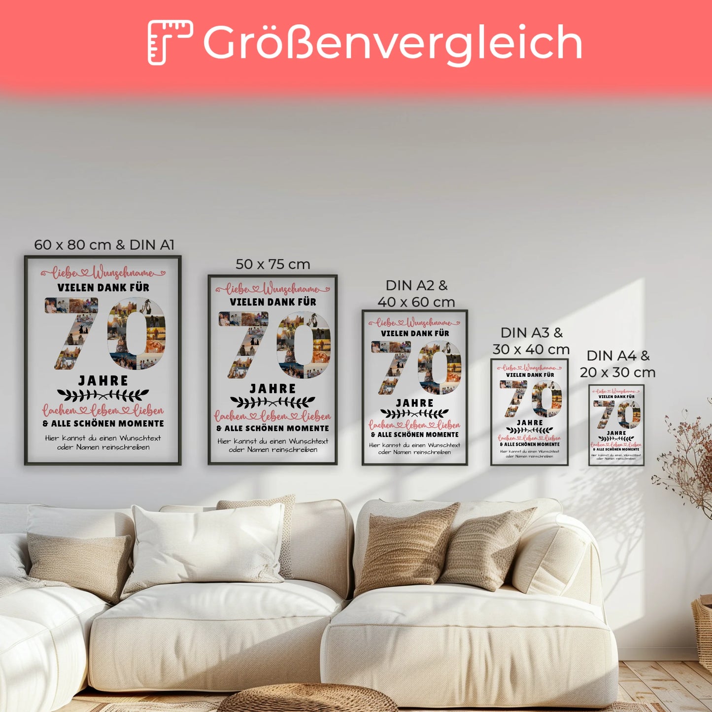 Personalisiertes Poster 70 Geburtstag Für Papa Mama Oma & Opa