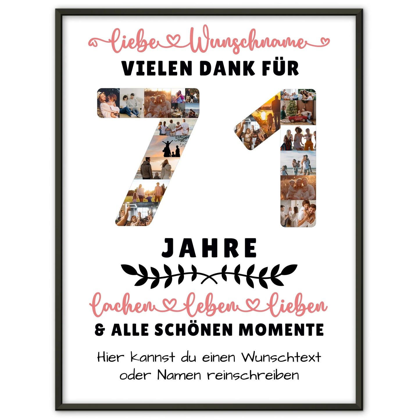 Personalisiertes Poster 71 Geburtstag Für Mama Papa Oma & Opa