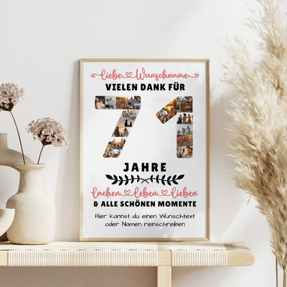 Personalisiertes Poster 71 Geburtstag Für Mama Papa Oma & Opa