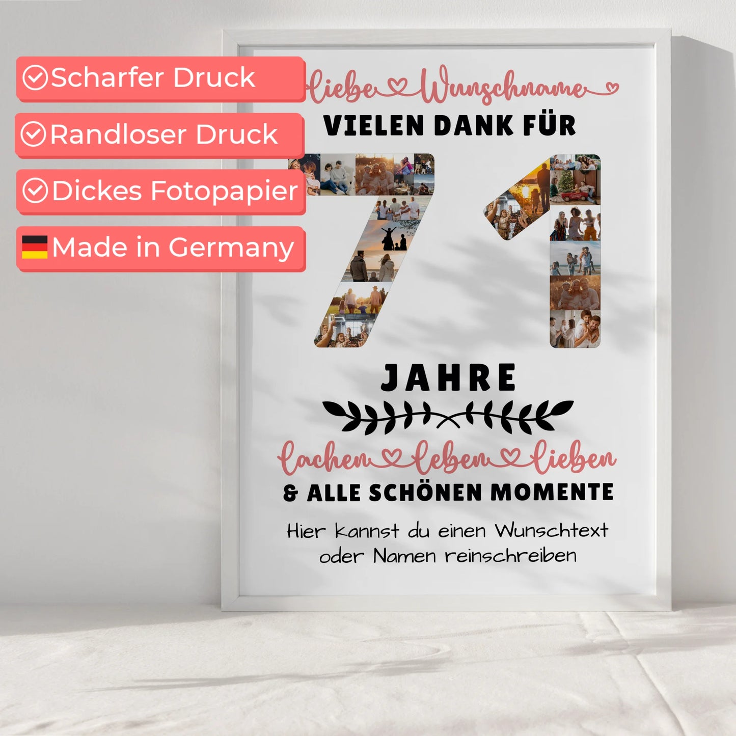 Personalisiertes Poster 71 Geburtstag Für Mama Papa Oma & Opa