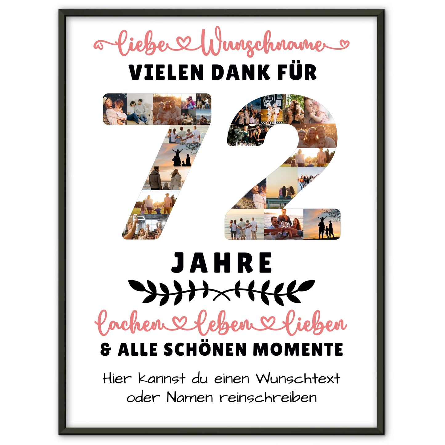 Personalisiertes Poster 72 Geburtstag Für Papa Mama Oma & Opa