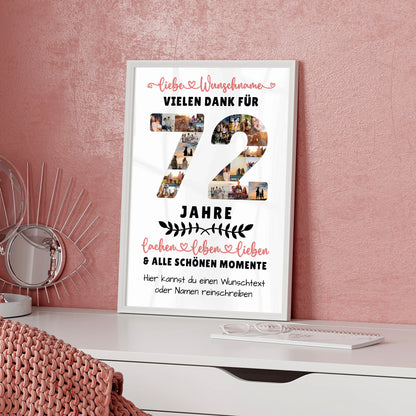 Personalisiertes Poster 72 Geburtstag Für Papa Mama Oma & Opa