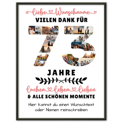 Personalisiertes Poster 73 Geburtstag Für Mama Papa Oma & Opa