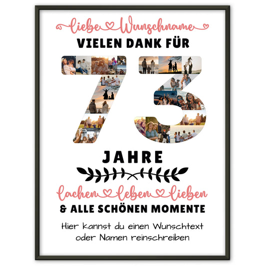 Personalisiertes Poster 73 Geburtstag Für Mama Papa Oma & Opa
