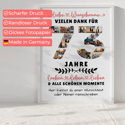 Personalisiertes Poster 73 Geburtstag Für Mama Papa Oma & Opa