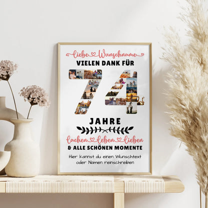 Personalisiertes Poster 74 Geburtstag Für Papa Mama Oma & Opa