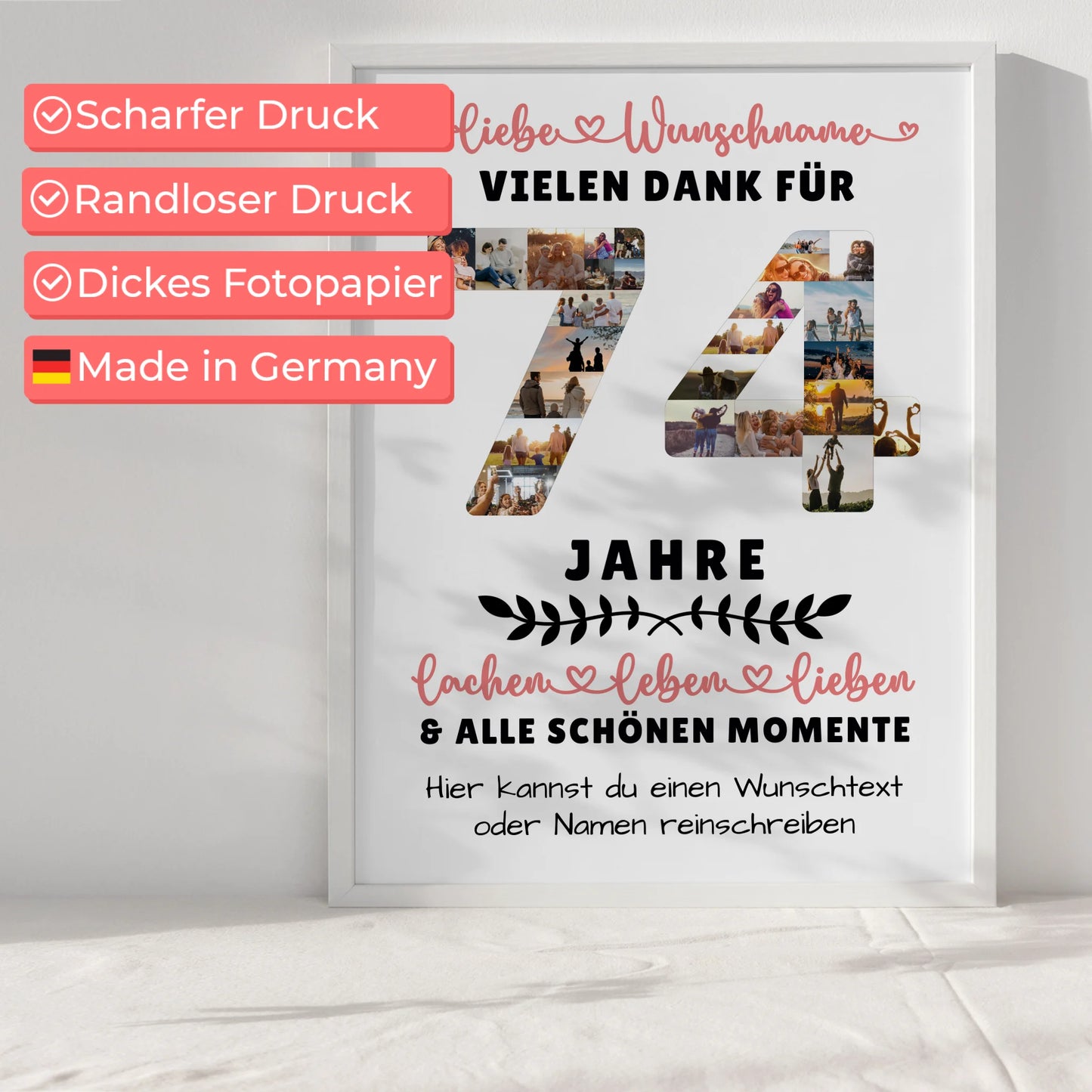 Personalisiertes Poster 74 Geburtstag Für Papa Mama Oma & Opa