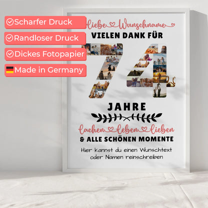Personalisiertes Poster 74 Geburtstag Für Papa Mama Oma & Opa