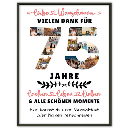 Personalisiertes Poster 75 Geburtstag Für Mama Papa Oma & Opa