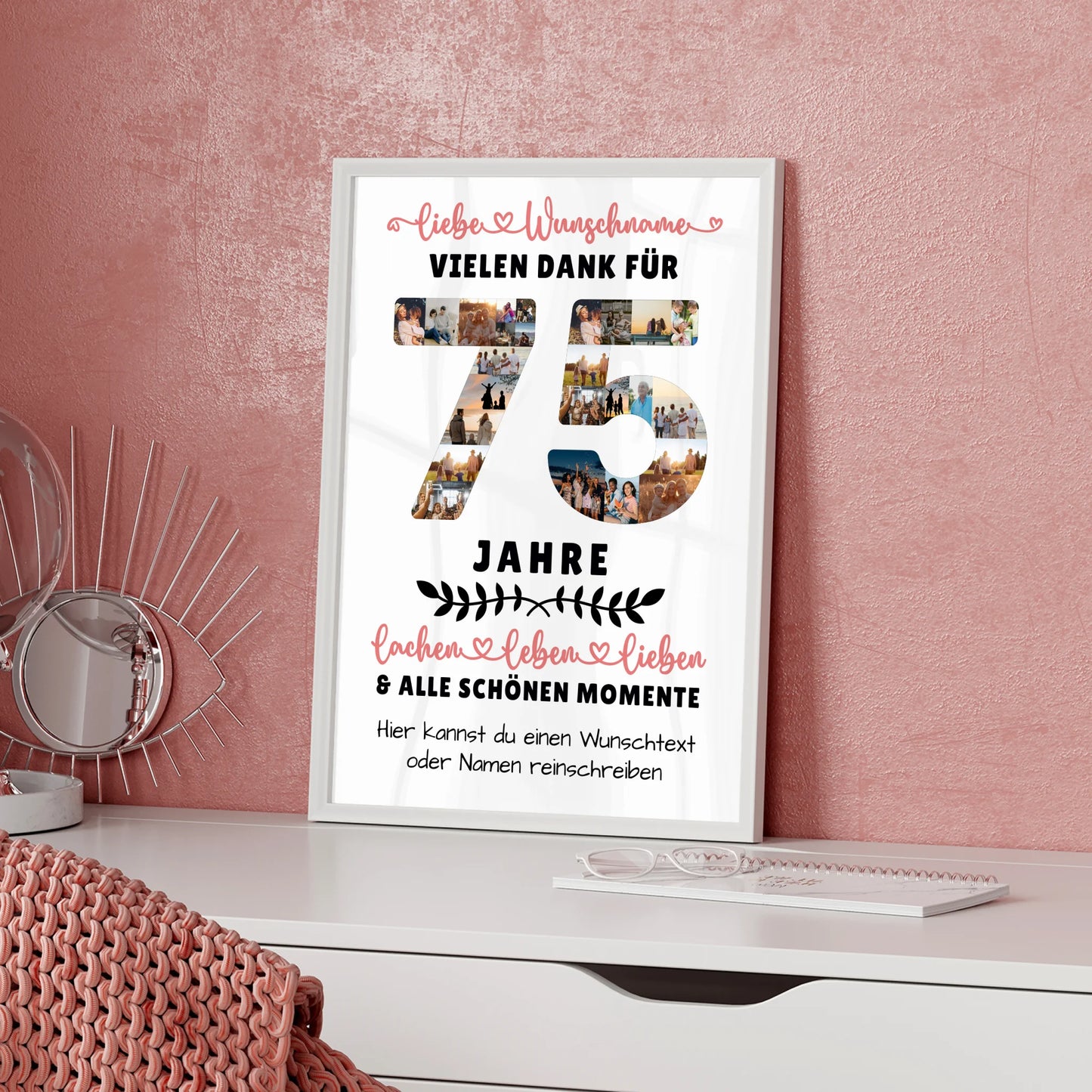 Personalisiertes Poster 75 Geburtstag Für Mama Papa Oma & Opa