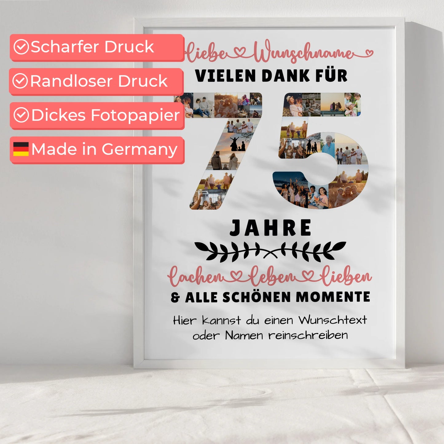 Personalisiertes Poster 75 Geburtstag Für Mama Papa Oma & Opa