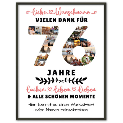 Personalisiertes Poster 76 Geburtstag Für Papa Mama Oma & Opa