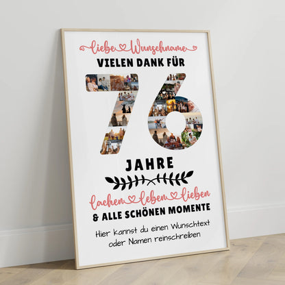 Personalisiertes Poster 76 Geburtstag Für Papa Mama Oma & Opa