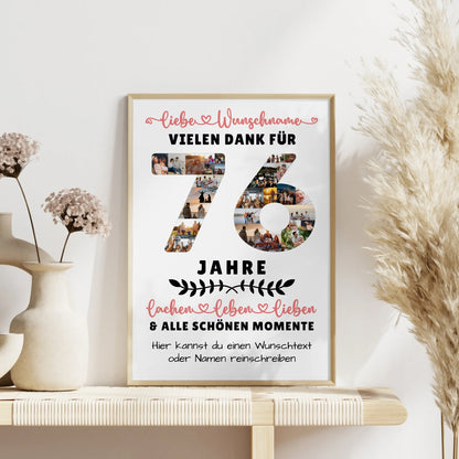 Personalisiertes Poster 76 Geburtstag Für Papa Mama Oma & Opa
