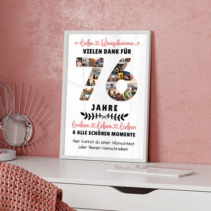 Personalisiertes Poster 76 Geburtstag Für Papa Mama Oma & Opa