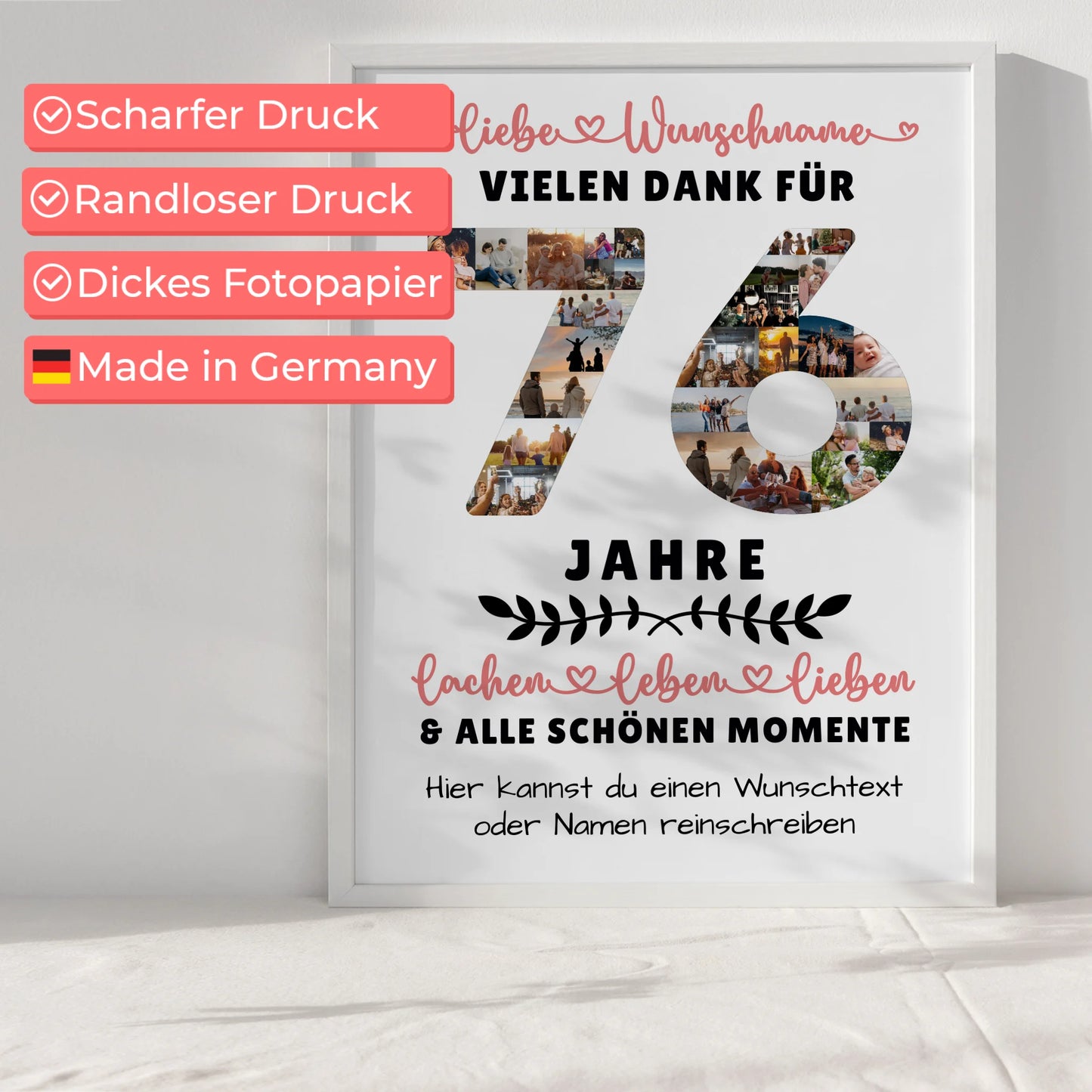 Personalisiertes Poster 76 Geburtstag Für Papa Mama Oma & Opa