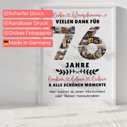 Personalisiertes Poster 76 Geburtstag Für Papa Mama Oma & Opa