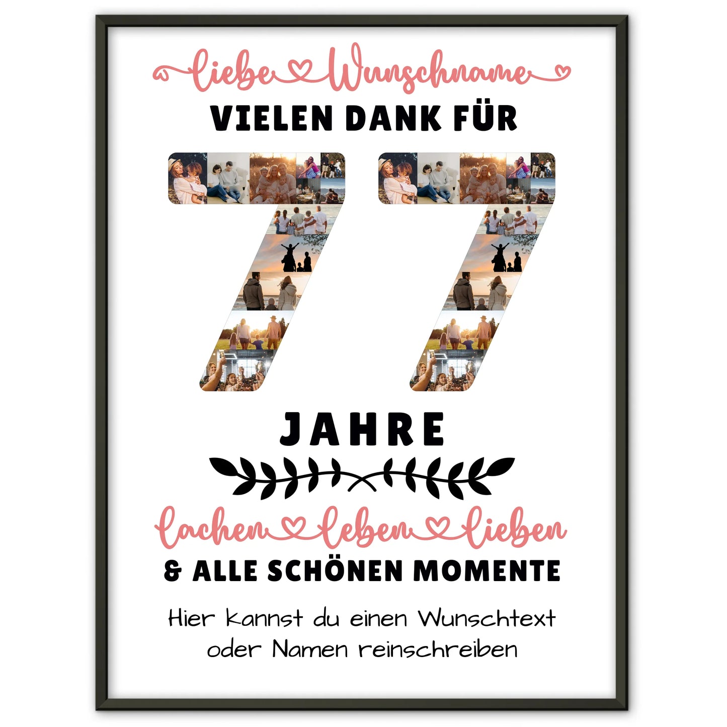Personalisiertes Poster 77 Geburtstag Für Mama Papa Oma & Opa