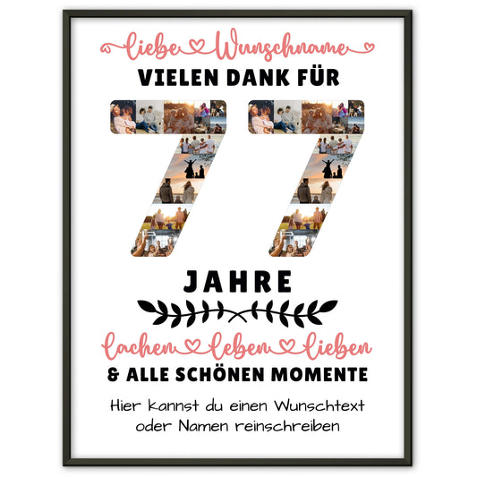 Personalisiertes Poster 77 Geburtstag Für Mama Papa Oma & Opa