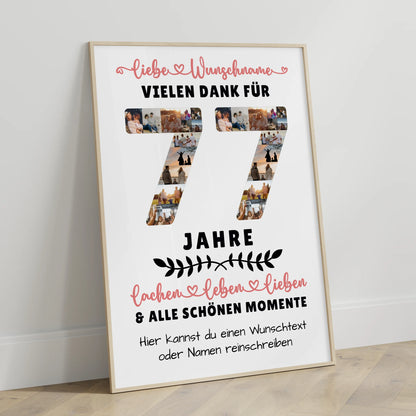 Personalisiertes Poster 77 Geburtstag Für Mama Papa Oma & Opa