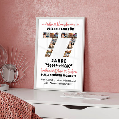 Personalisiertes Poster 77 Geburtstag Für Mama Papa Oma & Opa