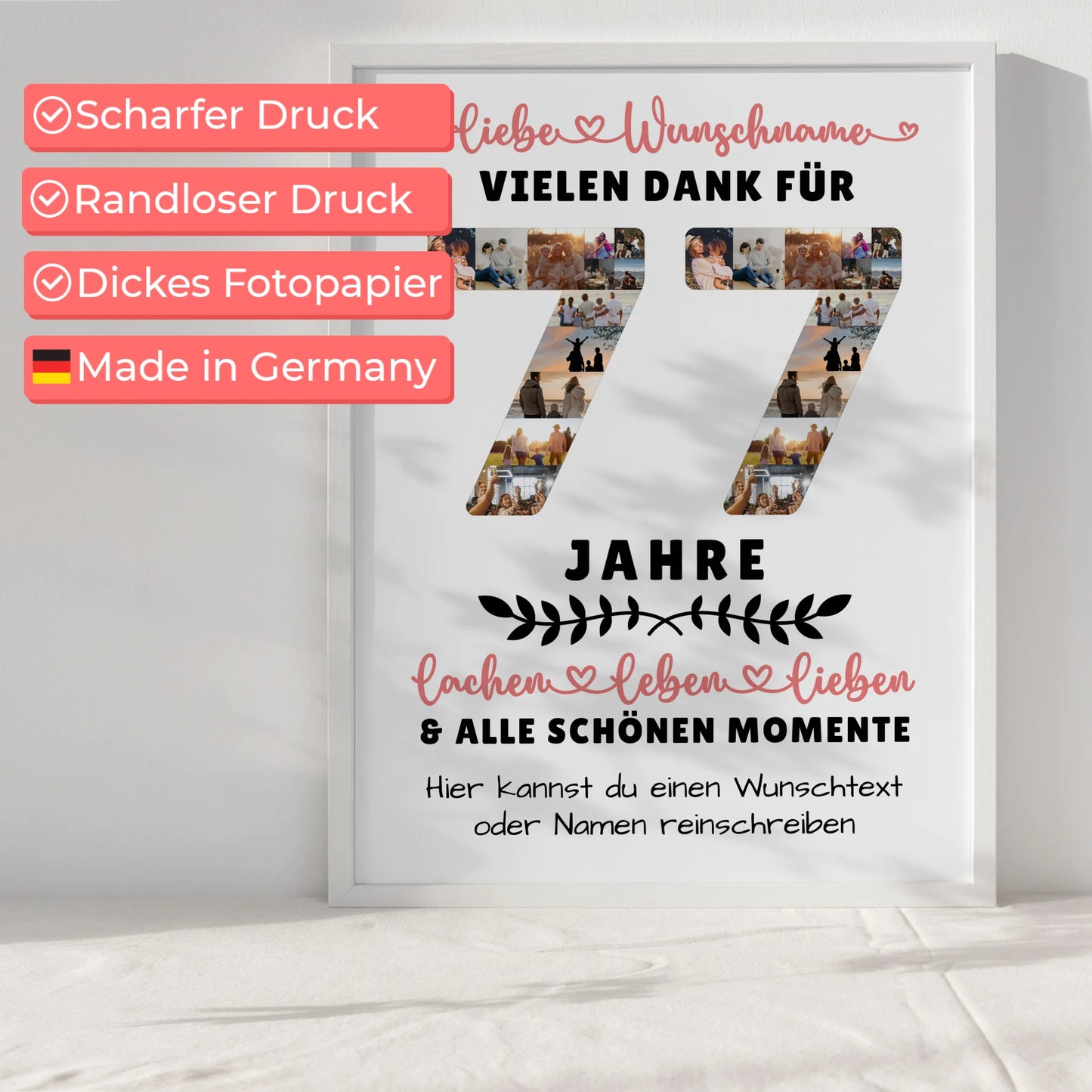 Personalisiertes Poster 77 Geburtstag Für Mama Papa Oma & Opa