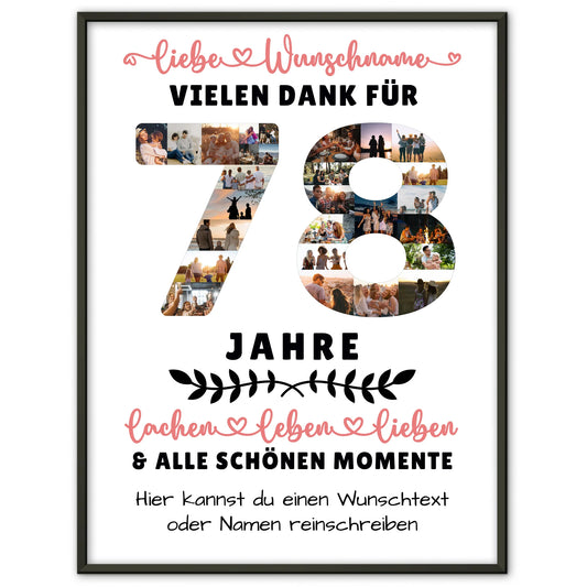Personalisiertes Poster 78 Geburtstag Für Papa Mama Oma & Opa
