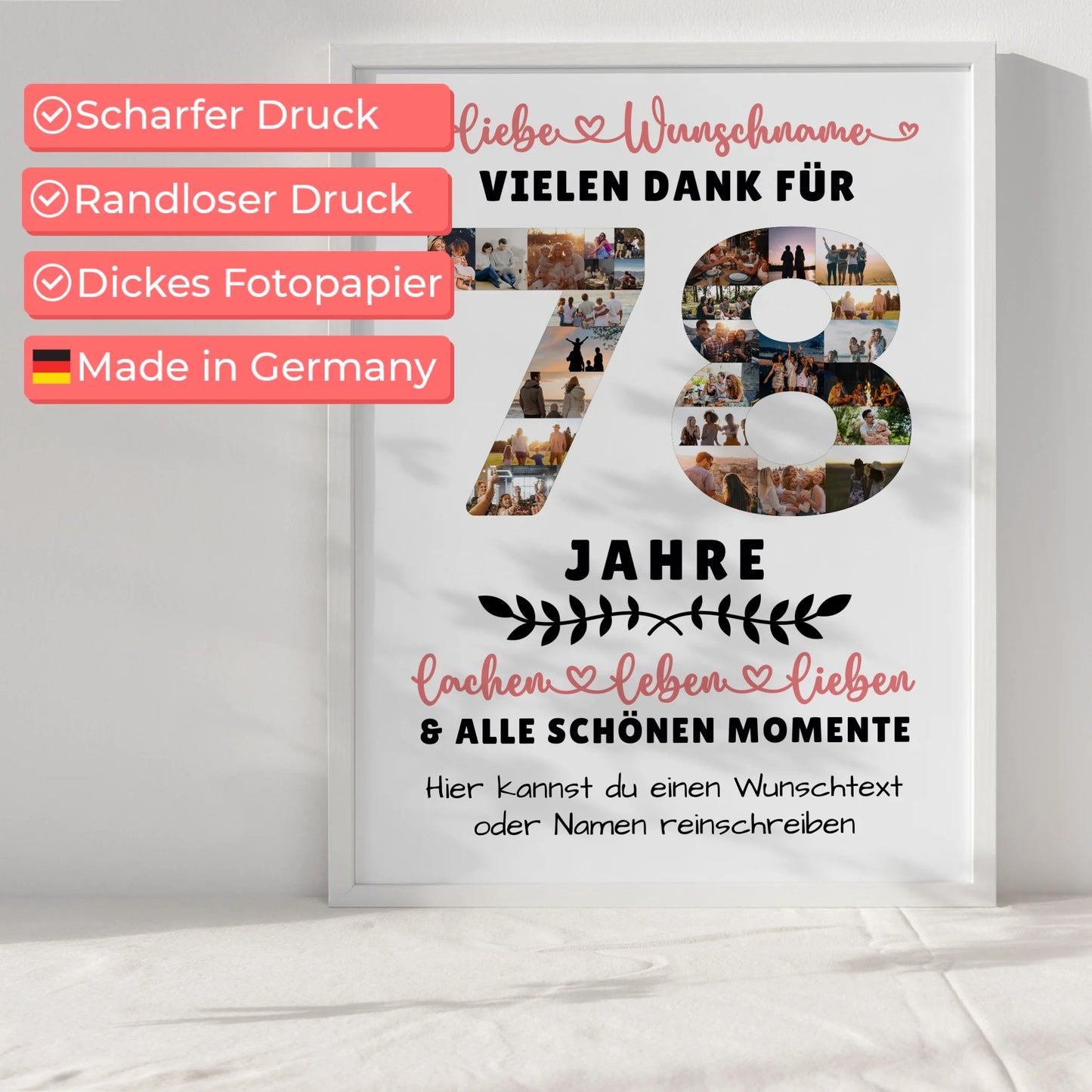 Personalisiertes Poster 78 Geburtstag Für Papa Mama Oma & Opa