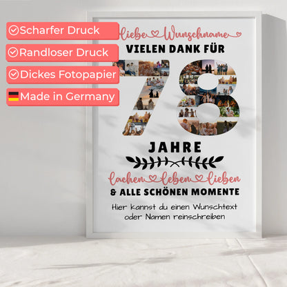 Personalisiertes Poster 78 Geburtstag Für Papa Mama Oma & Opa