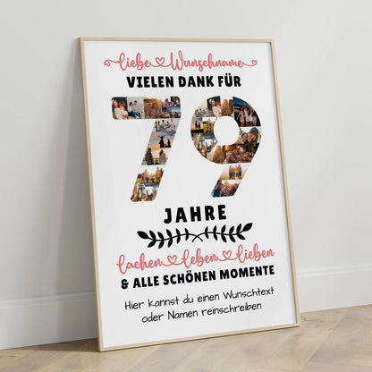 Personalisiertes Poster 79 Geburtstag Für Mama Papa Oma & Opa