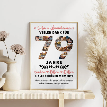 Personalisiertes Poster 79 Geburtstag Für Mama Papa Oma & Opa
