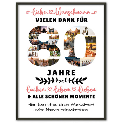 Personalisiertes Poster 80 Geburtstag Für Oma Opa Mama & Papa