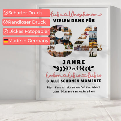 Personalisiertes Poster 84 Geburtstag Für Oma Opa Mama & Papa