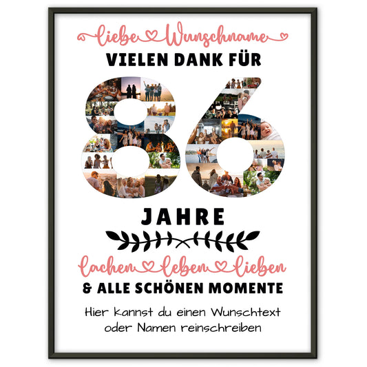 Personalisiertes Poster 86 Geburtstag Für Oma Opa Papa & Mama