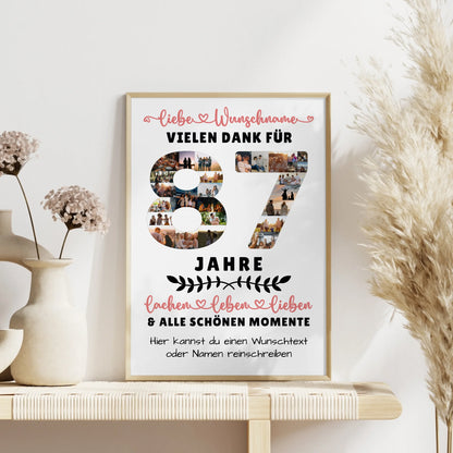 Personalisiertes Poster 87 Geburtstag Für Opa Oma Papa & Mama