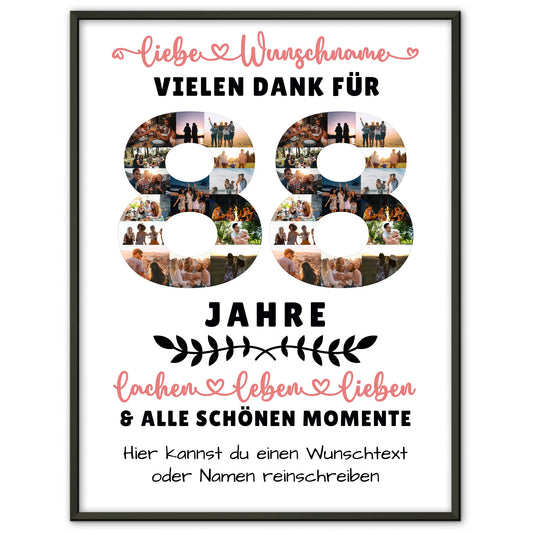 Personalisiertes Poster 88 Geburtstag Für Oma Opa Mama & Papa