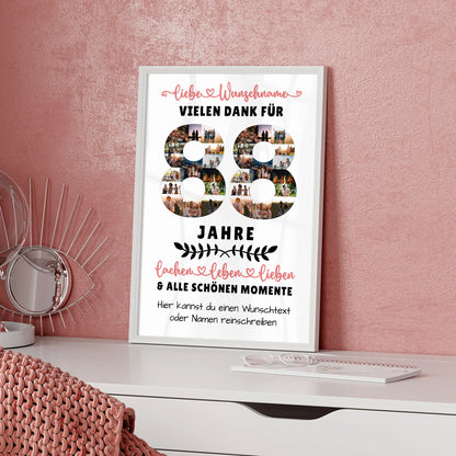 Personalisiertes Poster 88 Geburtstag Für Oma Opa Mama & Papa