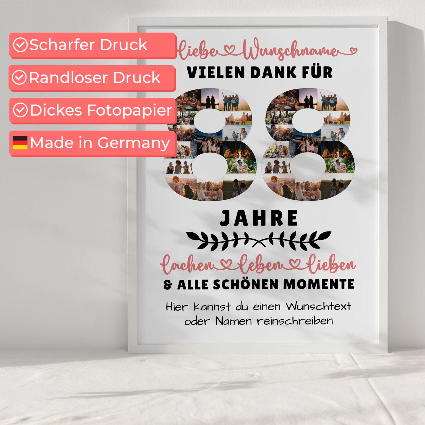 Personalisiertes Poster 88 Geburtstag Für Oma Opa Mama & Papa